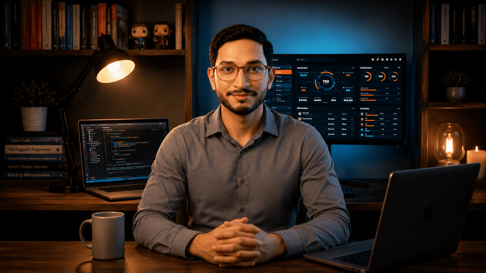 Nikhith Krishna Vinduru at his desk